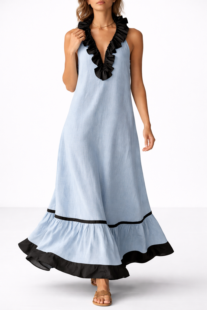 Sona | Abito maxi con volant