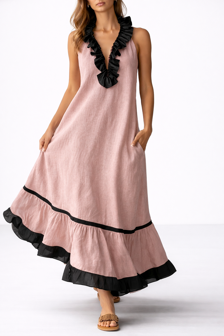Sona | Abito maxi con volant