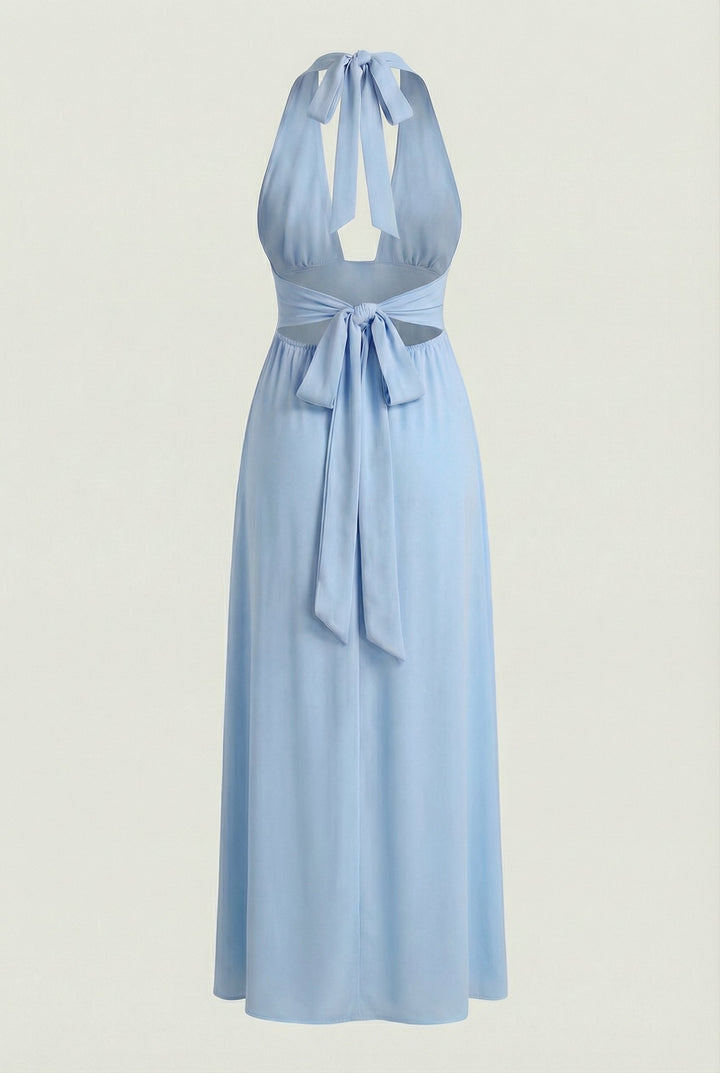 Paulinána | Maxi abito blu con schiena scoperta