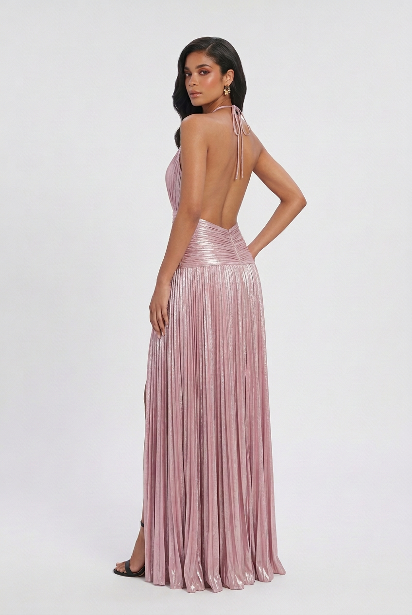 Ivana | Maxi abito rosa lucido