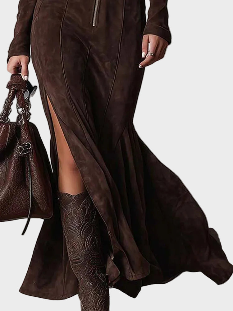 Adrianna | Abito maxi in suede