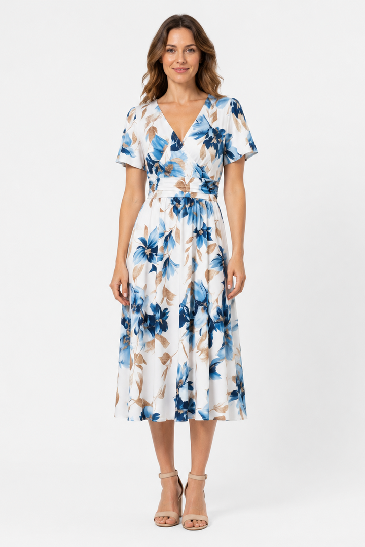 Zara | Abito midi a fiori avvolgente con cintura arricciata