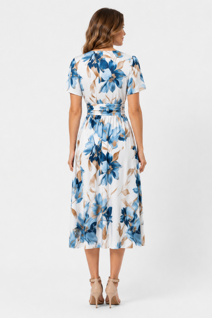 Zara | Abito midi a portafoglio floreale con cintura arricciata