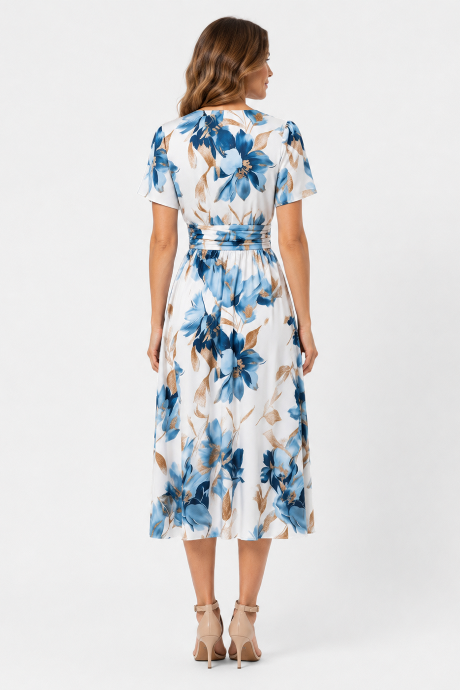 Zara | Abito midi a portafoglio floreale con cintura arricciata