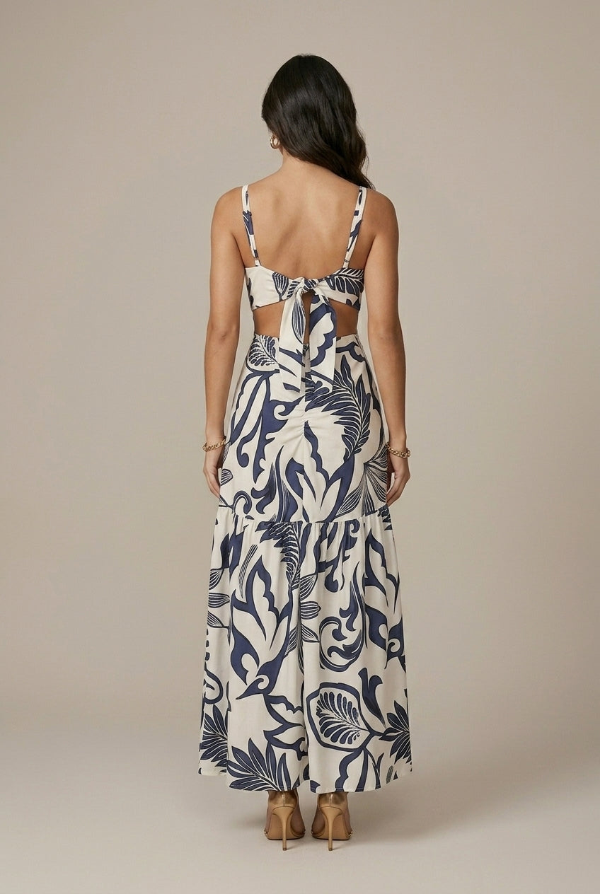 Dalma | Abito maxi floreale con cintura