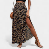 Simona - Midi Sukňa s Leopardím Vzorom