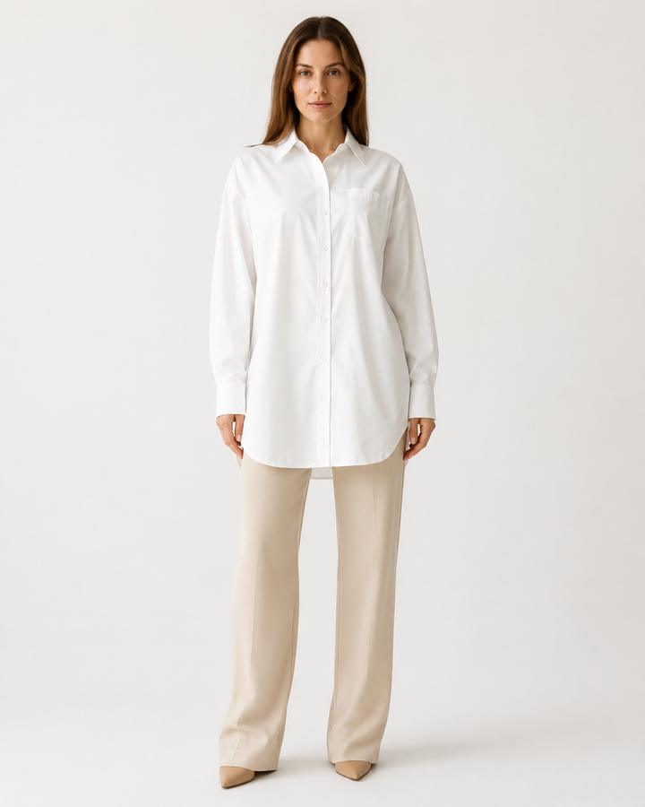 Camicia oversize lunga con colletto classico