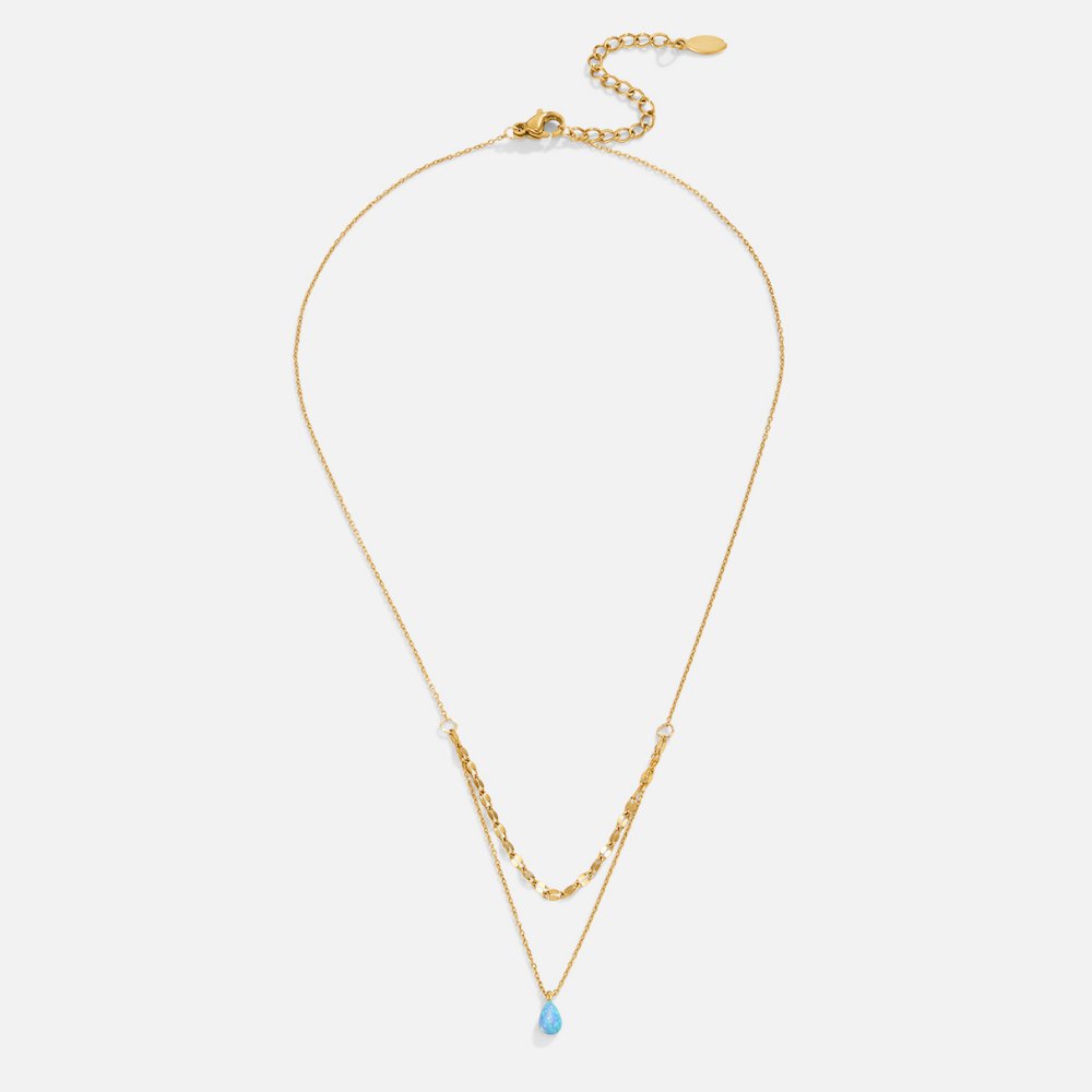Collana a strati con dettaglio lucido blu a forma di goccia