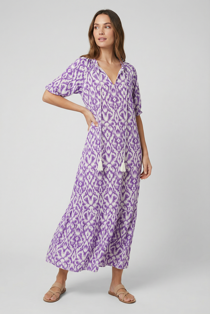 Denisa | Abito maxi floreale con scollatura a V