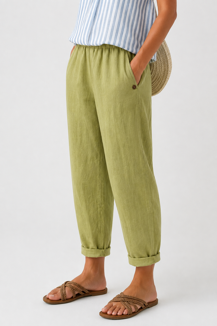 Pantaloni estivi larghi con cintura elastica e aspetto leggero