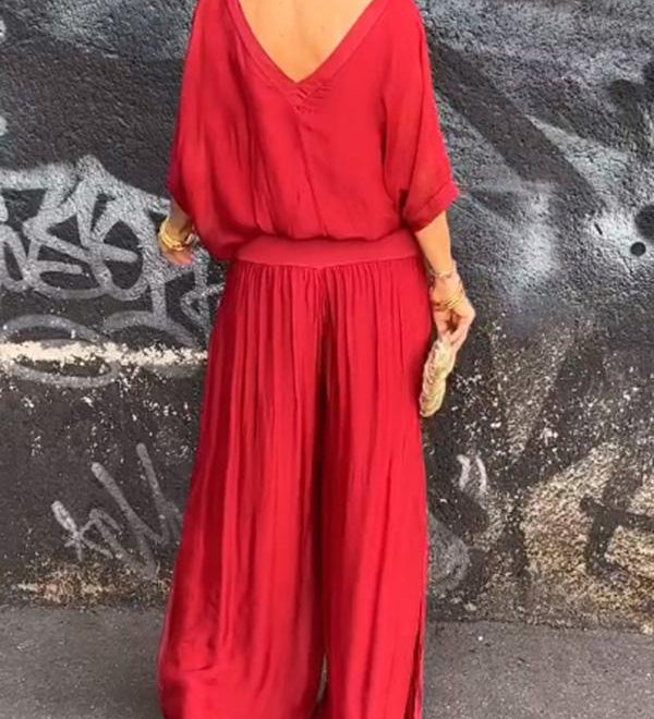 Larisa – Chic letný komplet s voľnými nohavicami