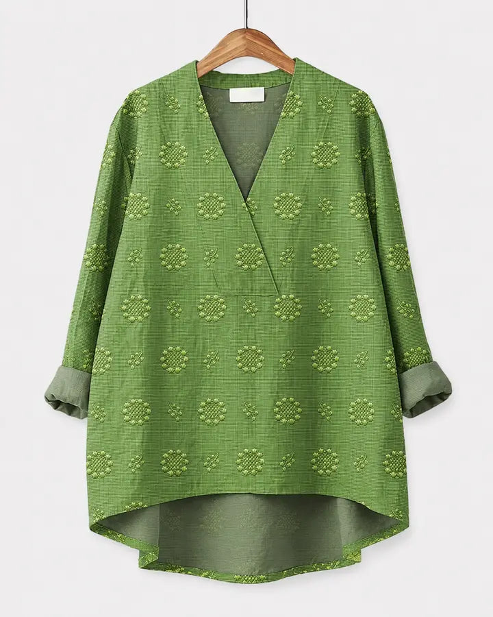 Gréta | Blusa con motivo delicato e scollatura a V