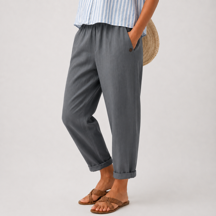Pantaloni estivi larghi con cintura elastica e aspetto leggero