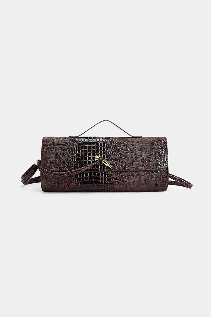 Borsa in similpelle con effetto coccodrillo