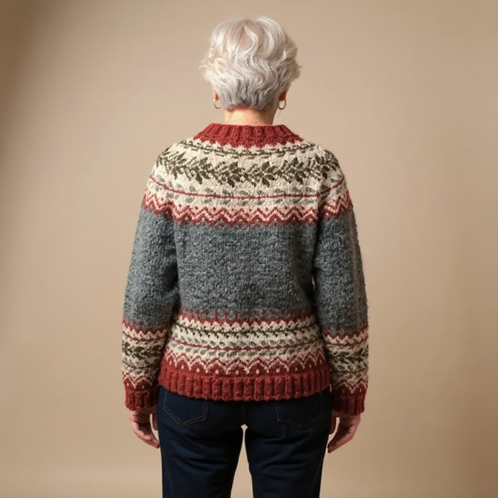 Cardigan lavorato a maglia con motivo elaborato e aspetto artigianale