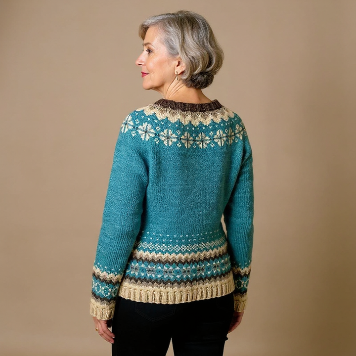 Cardigan lavorato a maglia nordico con bottoni davanti