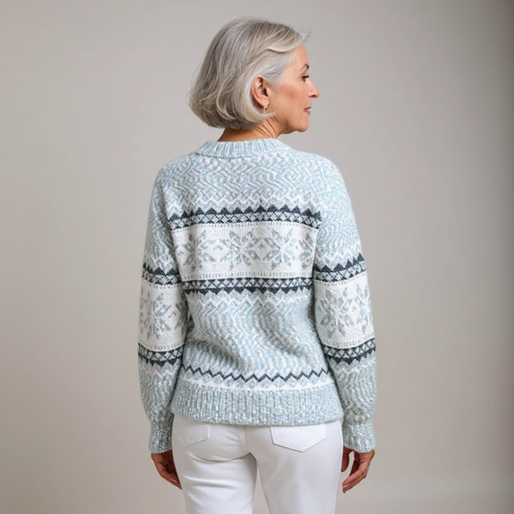 Maglione lavorato a maglia con colletto alto e fiocchi di neve in tonalità pastello