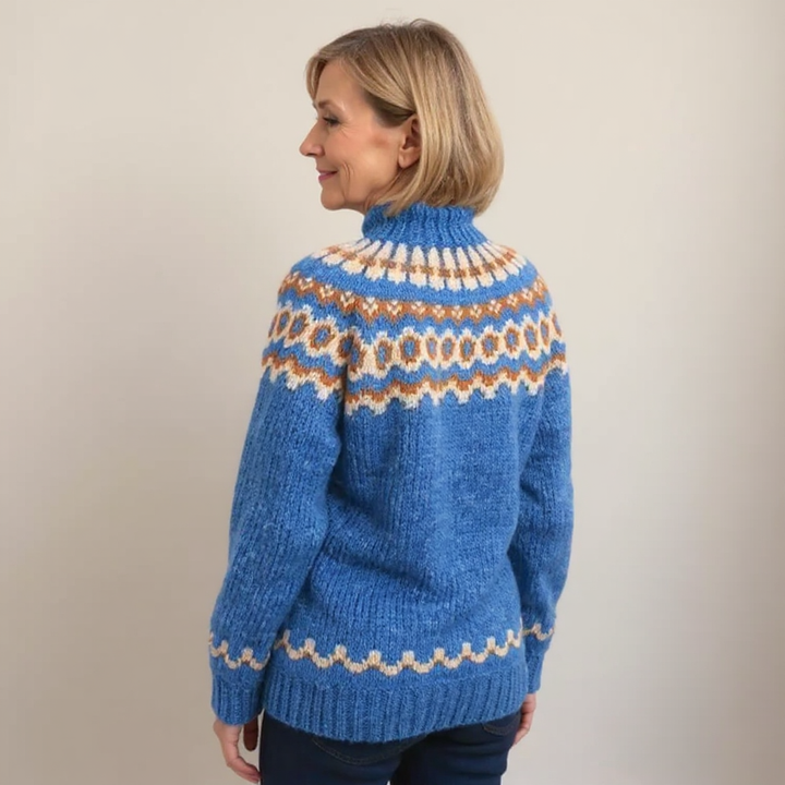 Maglione a collo alto con motivo nordico in tonalità terrose