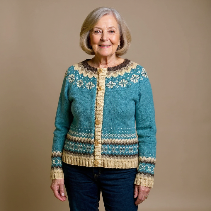 Cardigan lavorato a maglia nordico con bottoni davanti