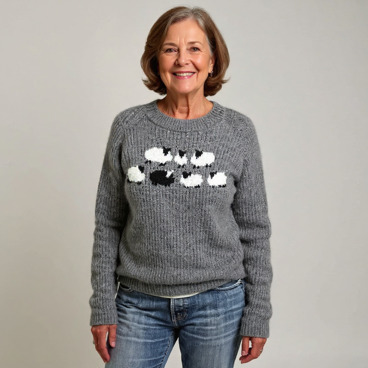 Maglione morbido lavorato a maglia con motivo di pecore