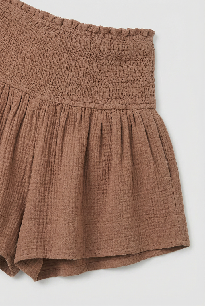 Pantaloni corti plissettati estivi con vita alta
