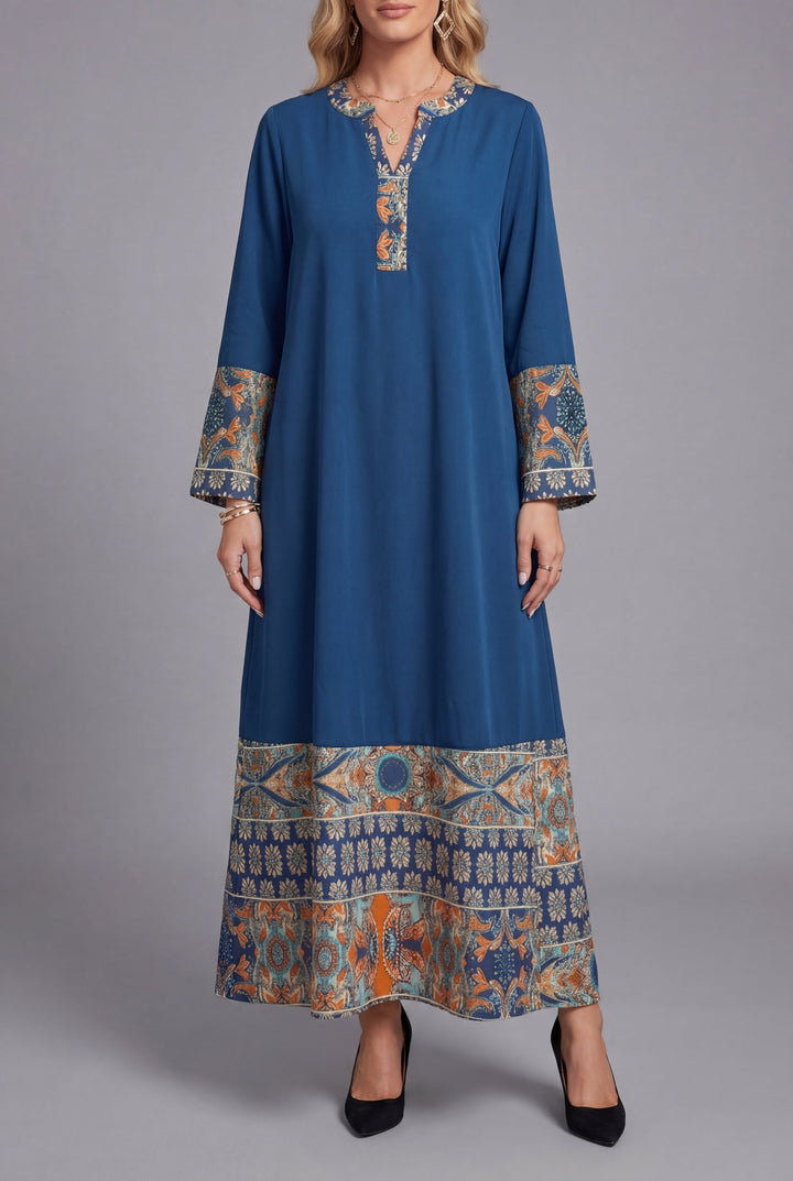 Oksana | Abito maxi con scollatura a V e maniche a volant