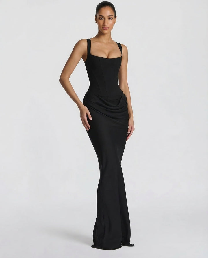 Zdenka | Abito maxi lucido con spalline regolabili