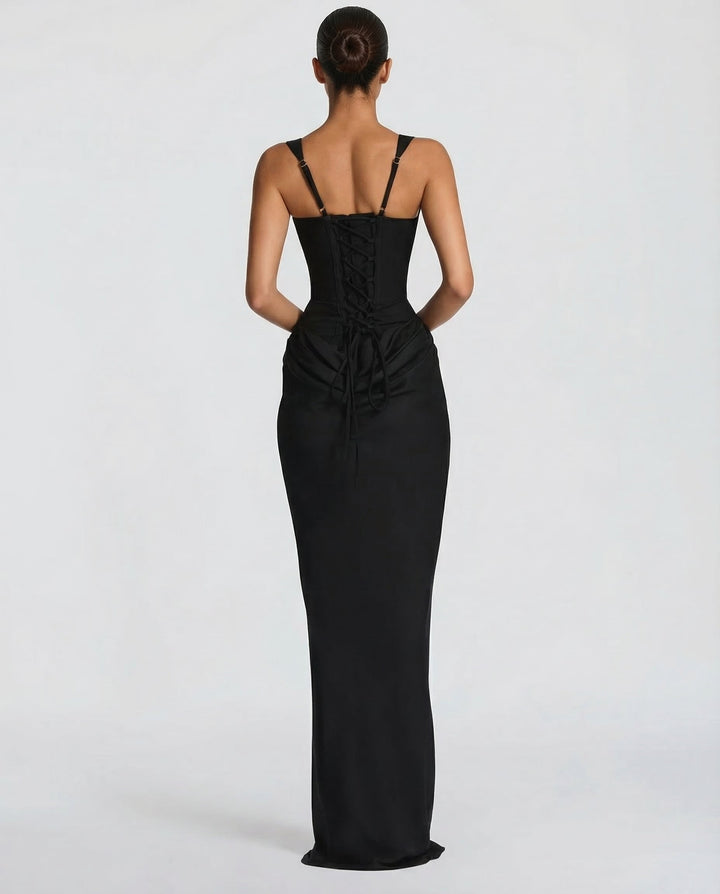Zdenka | Abito maxi lucido con spalline regolabili