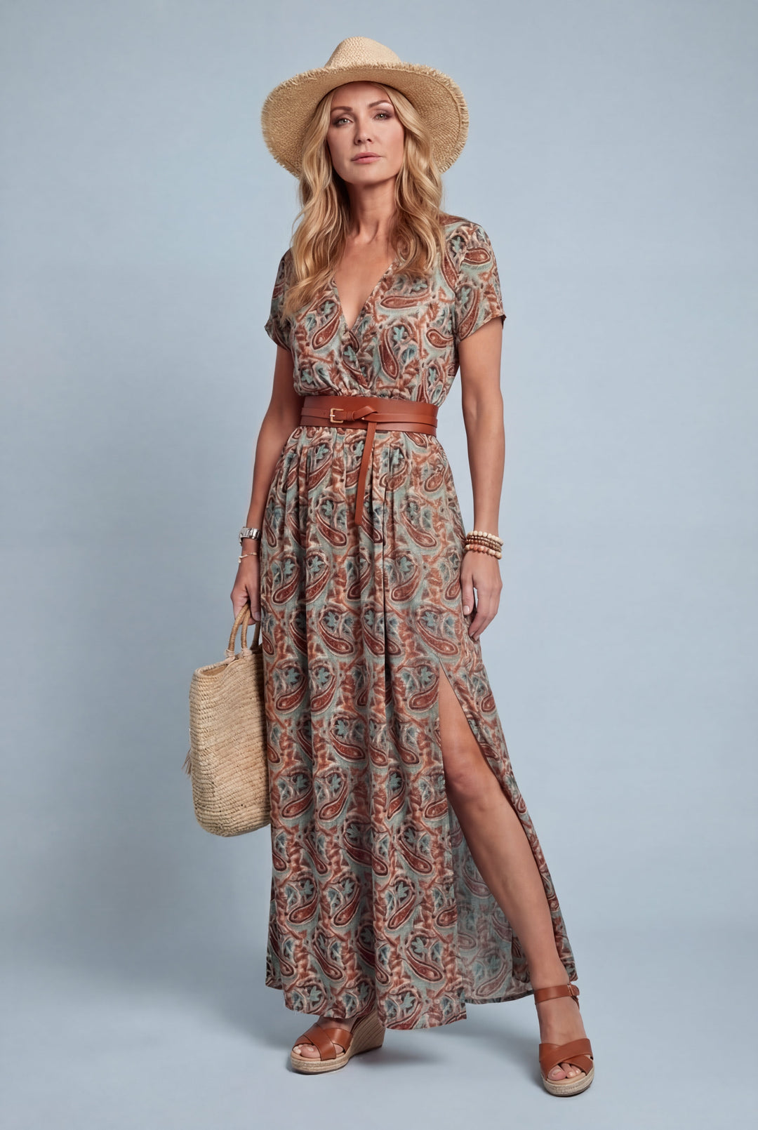 Lenka | Abito maxi floreale avvolgente con spacco