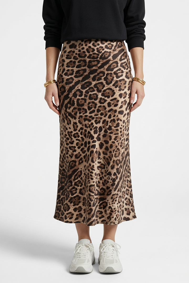 Gonna lunga con motivo leopardato