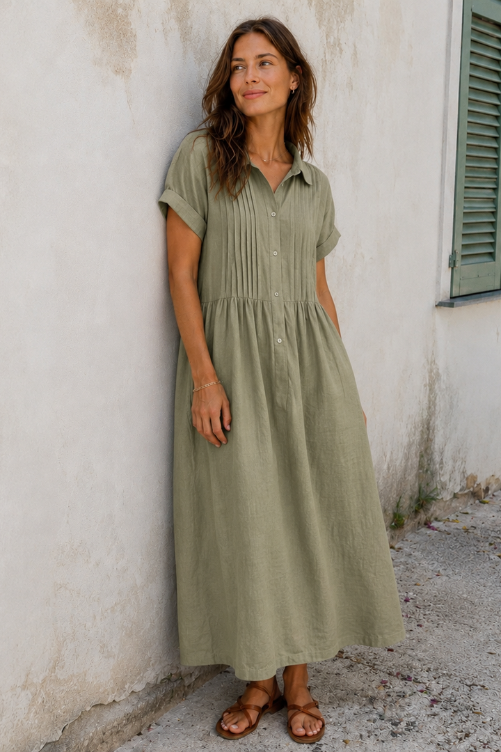 Klaudia | Abito camicia in lino e cotone dal taglio morbido