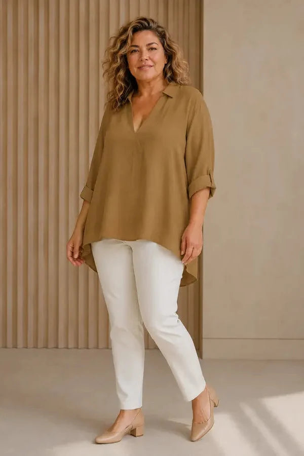 Rea | Blusa a fantasia con scollatura a V