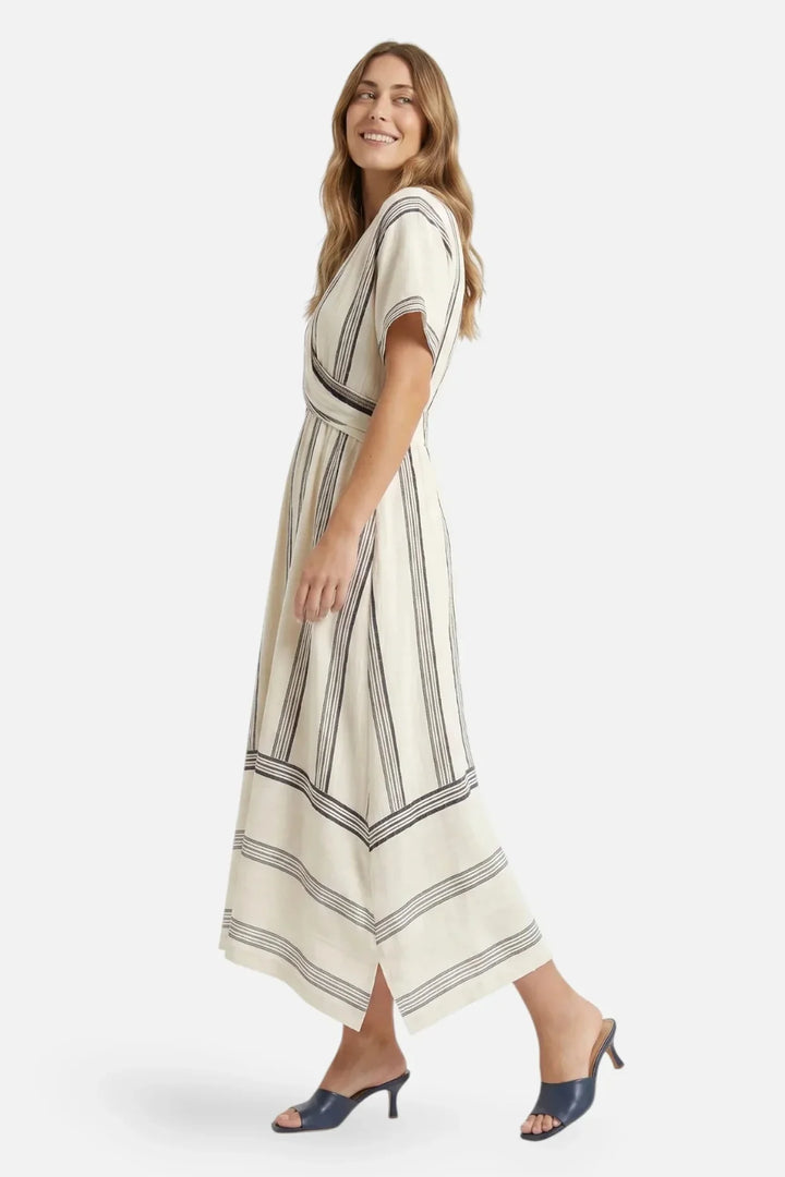 Imelda | Abito maxi a righe con scollatura a V