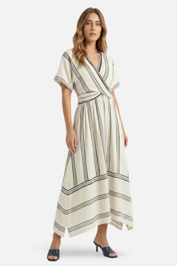Imelda | Abito maxi a righe con scollatura a V