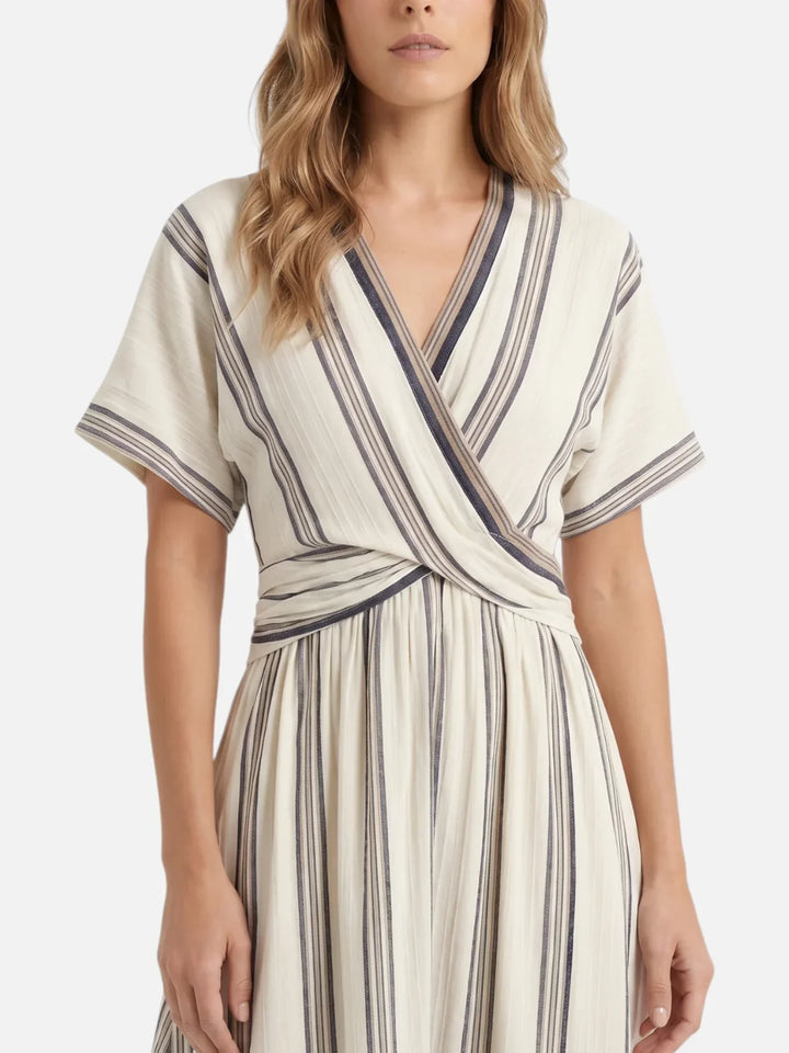 Imelda | Abito maxi a righe con scollatura a V