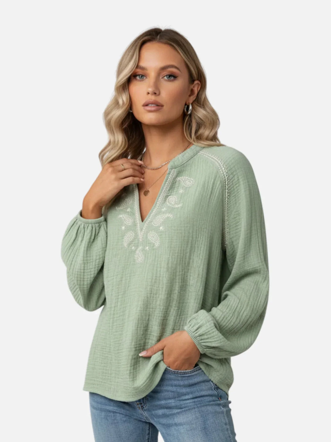 Jela | Blusa ricamata con scollatura a V