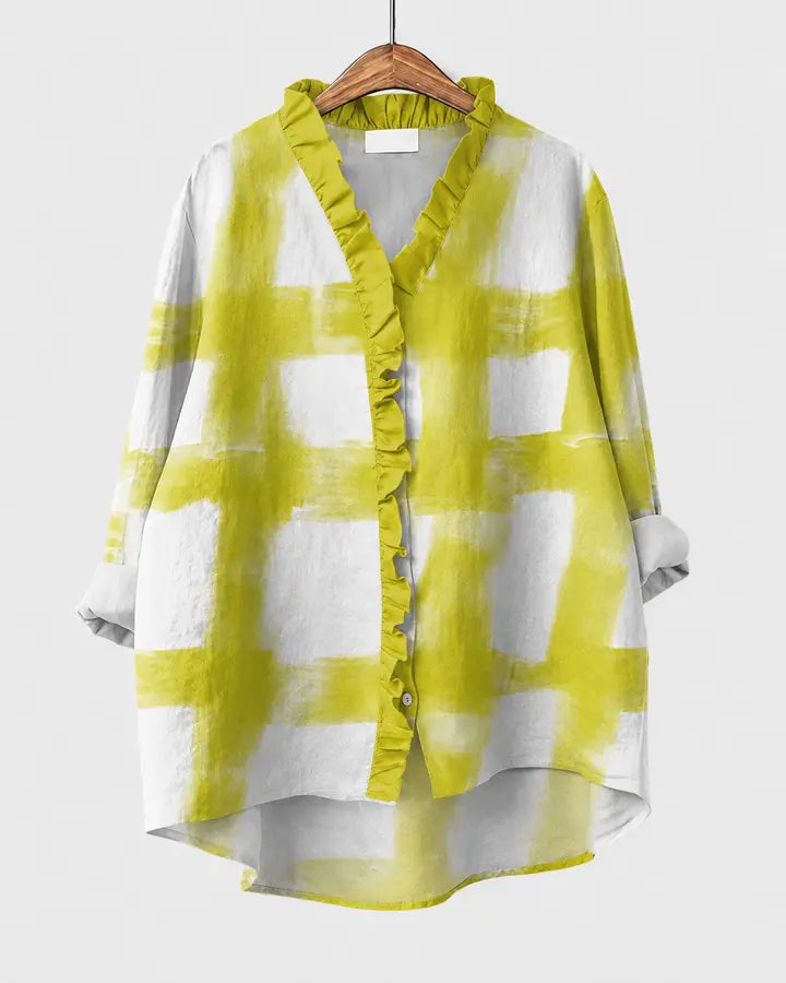 Rosalinda | Blusa con motivo dipinto e orlo asimmetrico