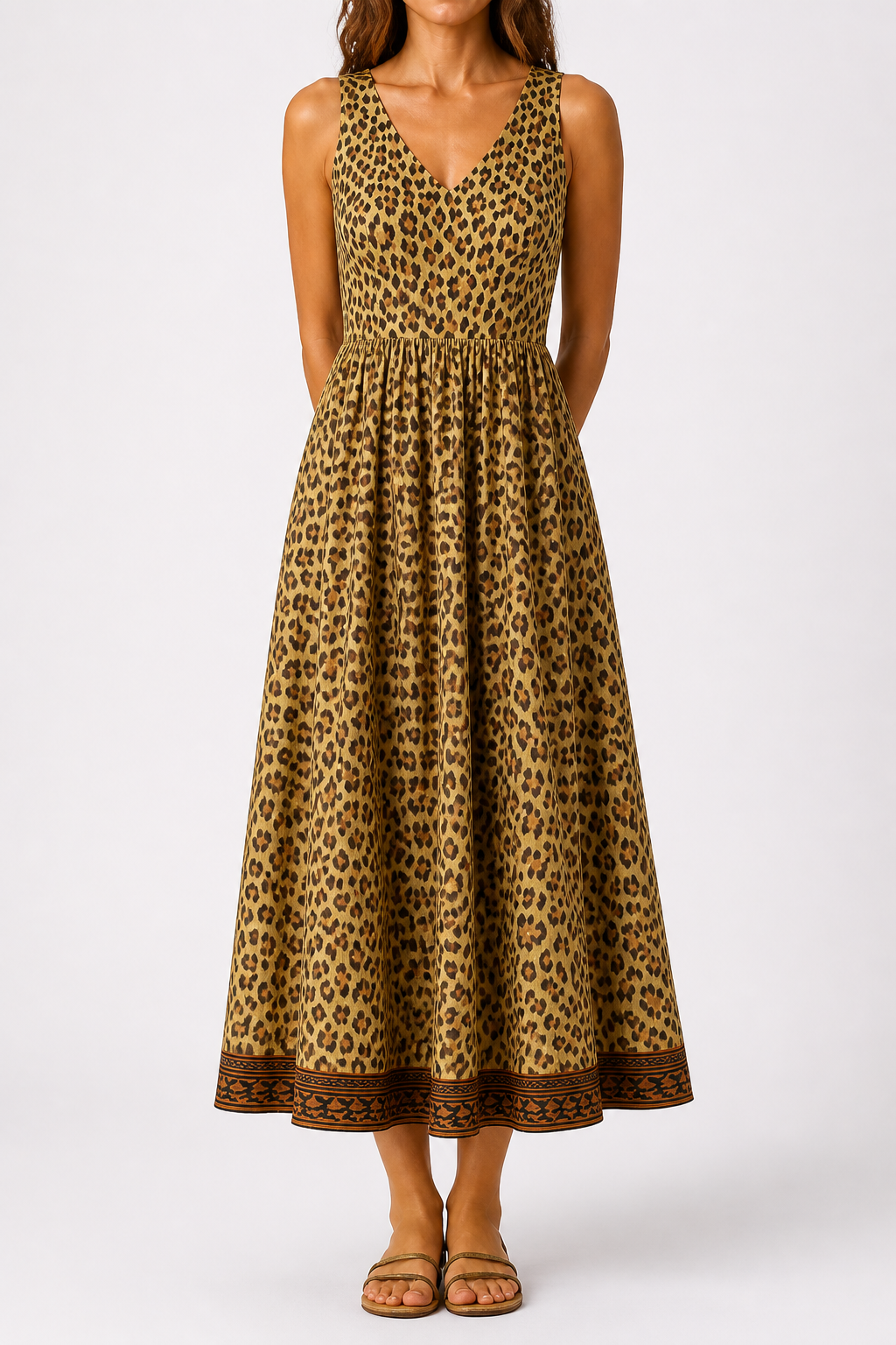 Milena | Abito midi con stampa leopardata