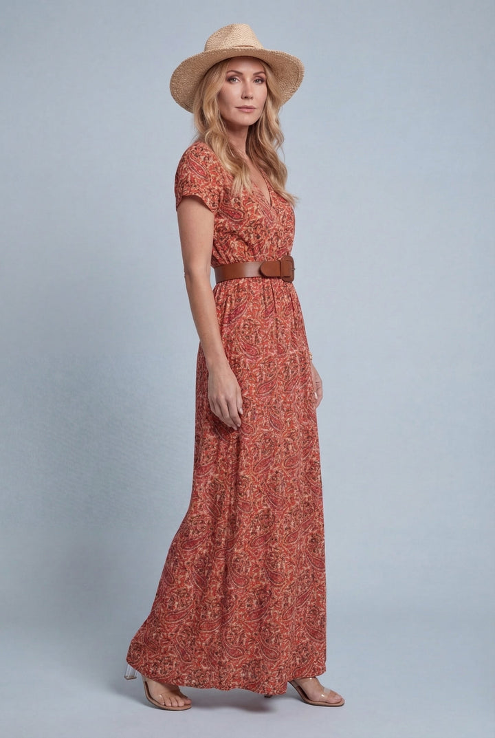 Lenka | Abito maxi floreale avvolgente con spacco