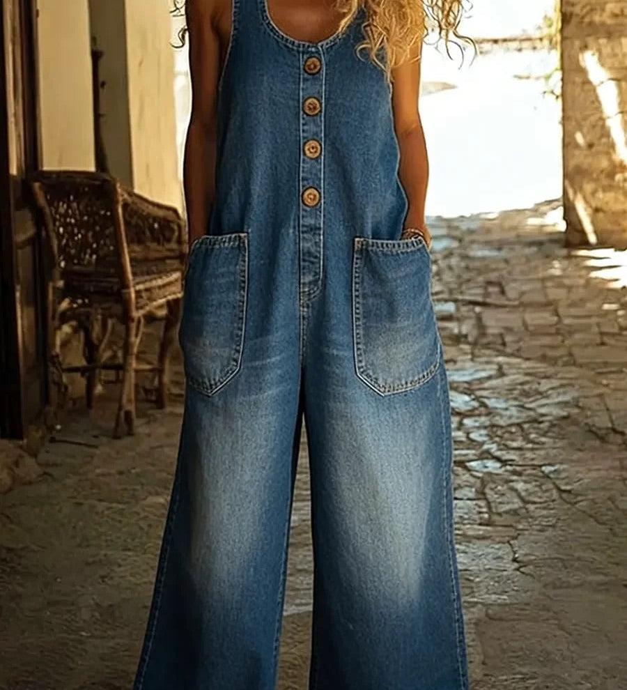 Grácia - Overal z Bavlneného Denimu, Vintage Prania