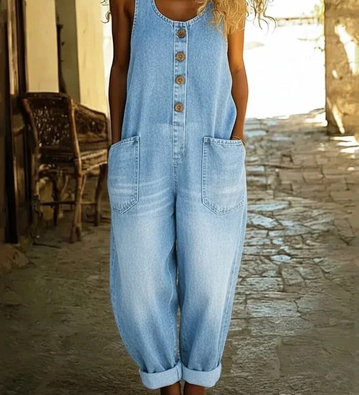 Grácia - Overal z Bavlneného Denimu, Vintage Prania