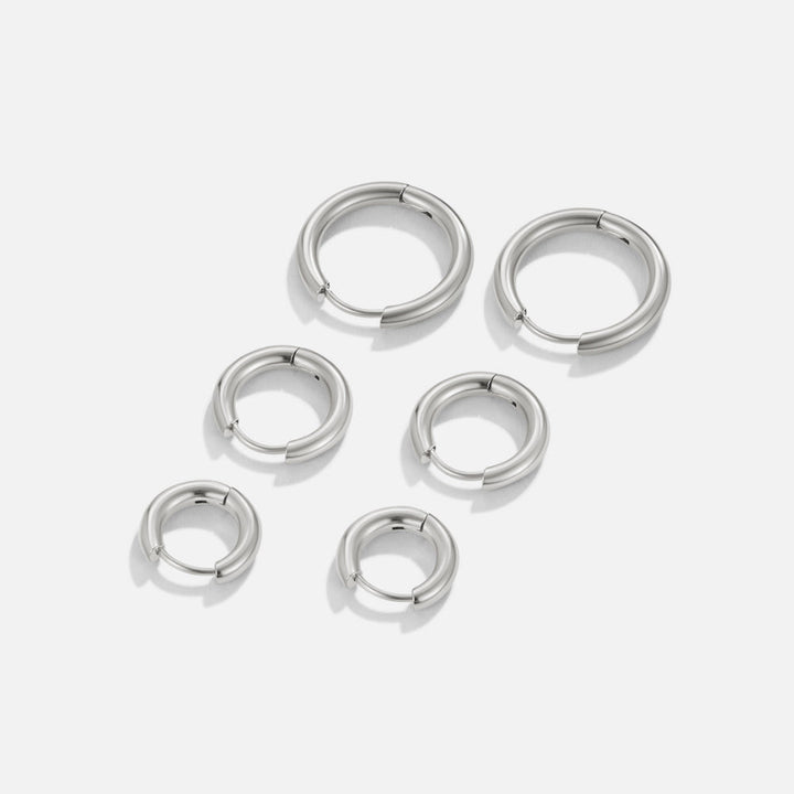 Set di tre orecchini mini a cerchio in argento