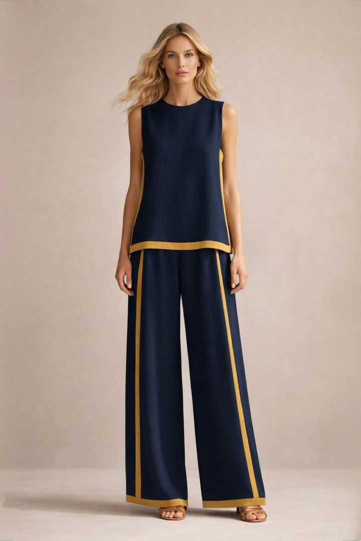 Ľudka | Completo elegante con top senza maniche e pantaloni larghi